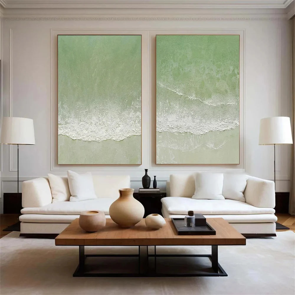 Ocean and Sky Textured Painting Canvas Set of 2 #OS031