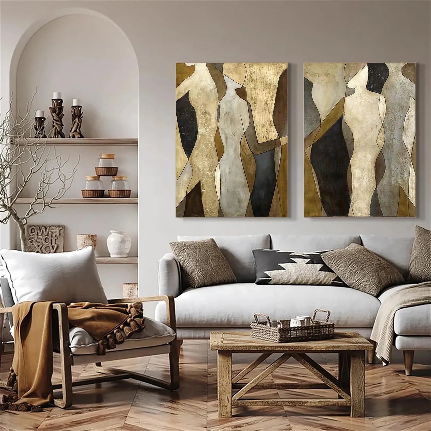 Abstract People Canvas Art Set of 2 #AE029