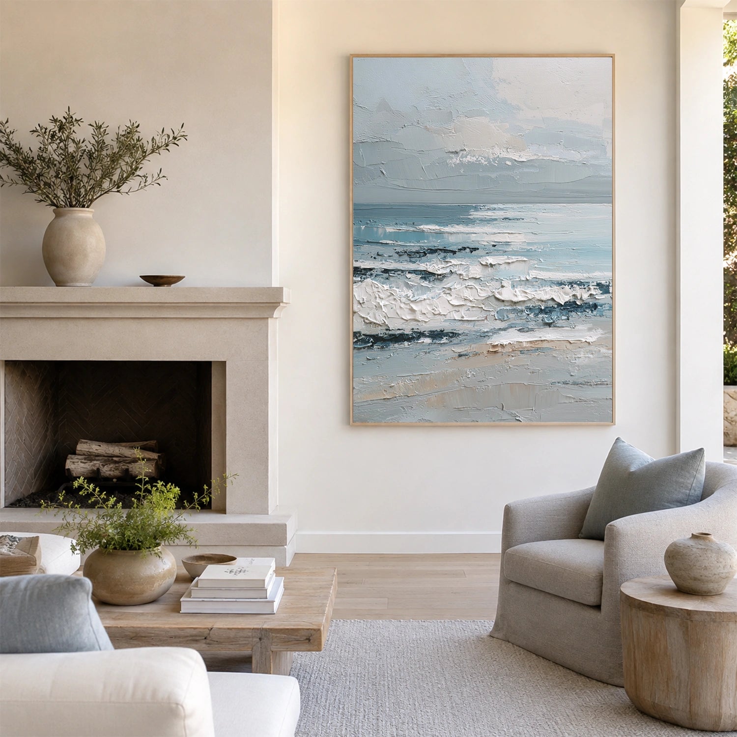 Ocean And Sky Abstract Textured Wall Art #OS188