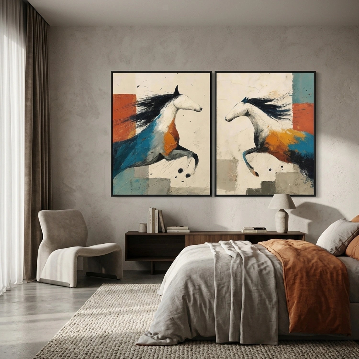 Abstract Animal Horse Wall Art Set of 2 #AC135