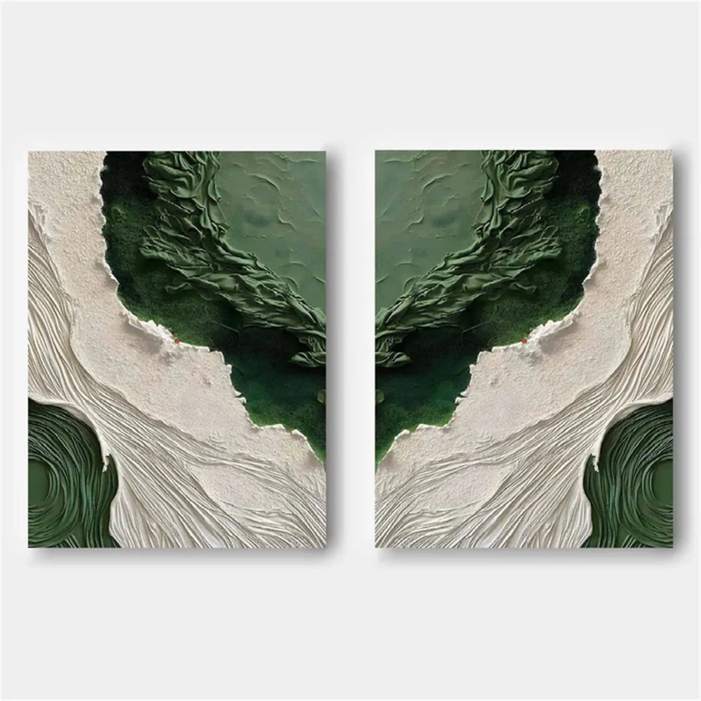 Green Minimalist Textured Canvas Set of 2 #MT106