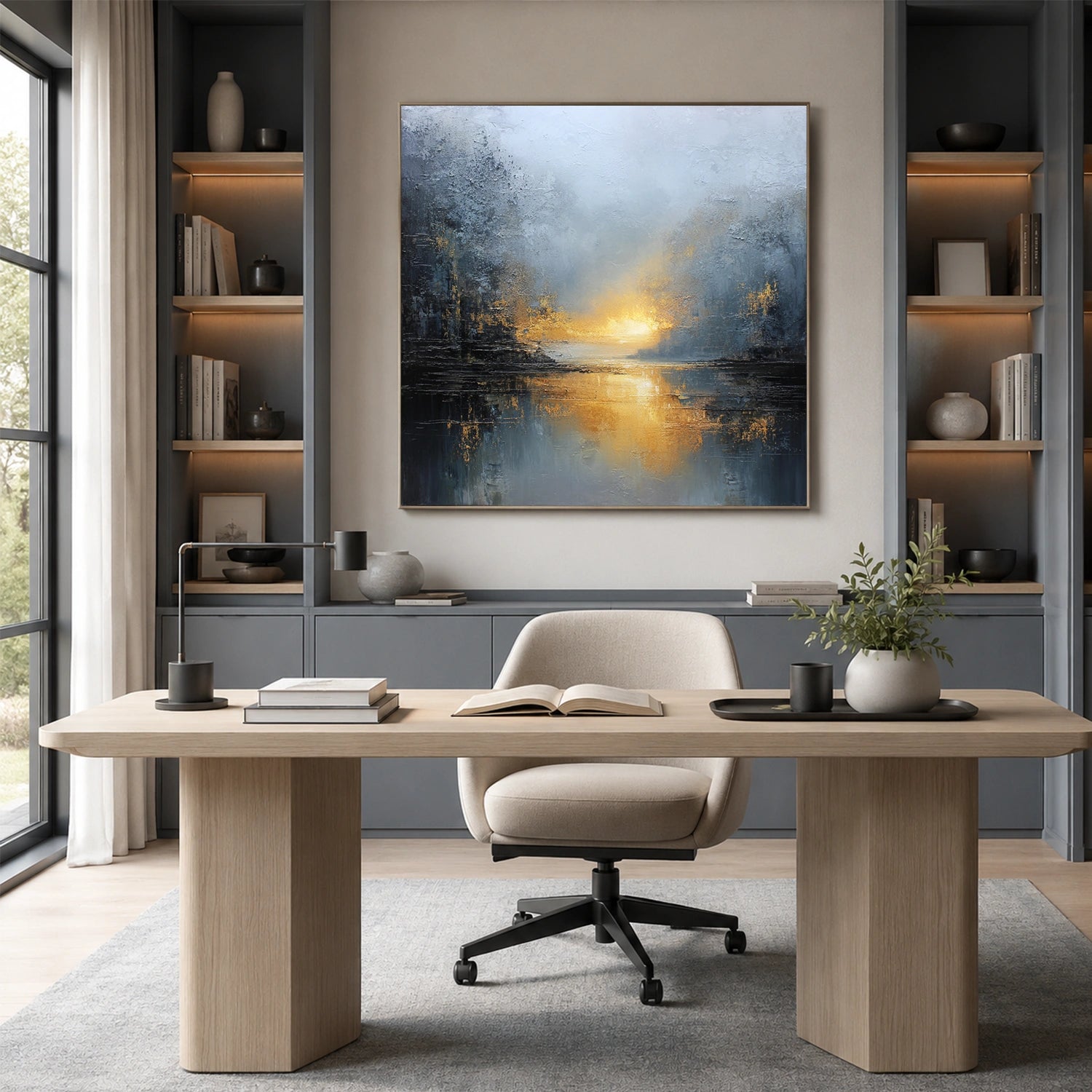 Ocean And Sky Abstract Textured Wall Art #OS171