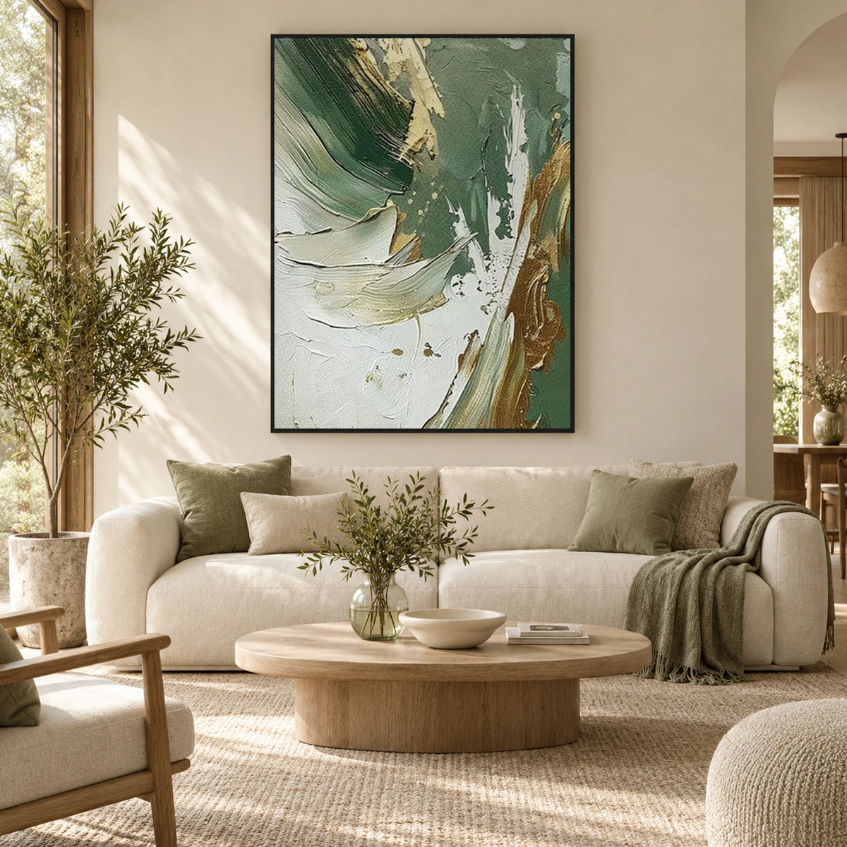 Green Minimalist Textured Canvas Art #MT220