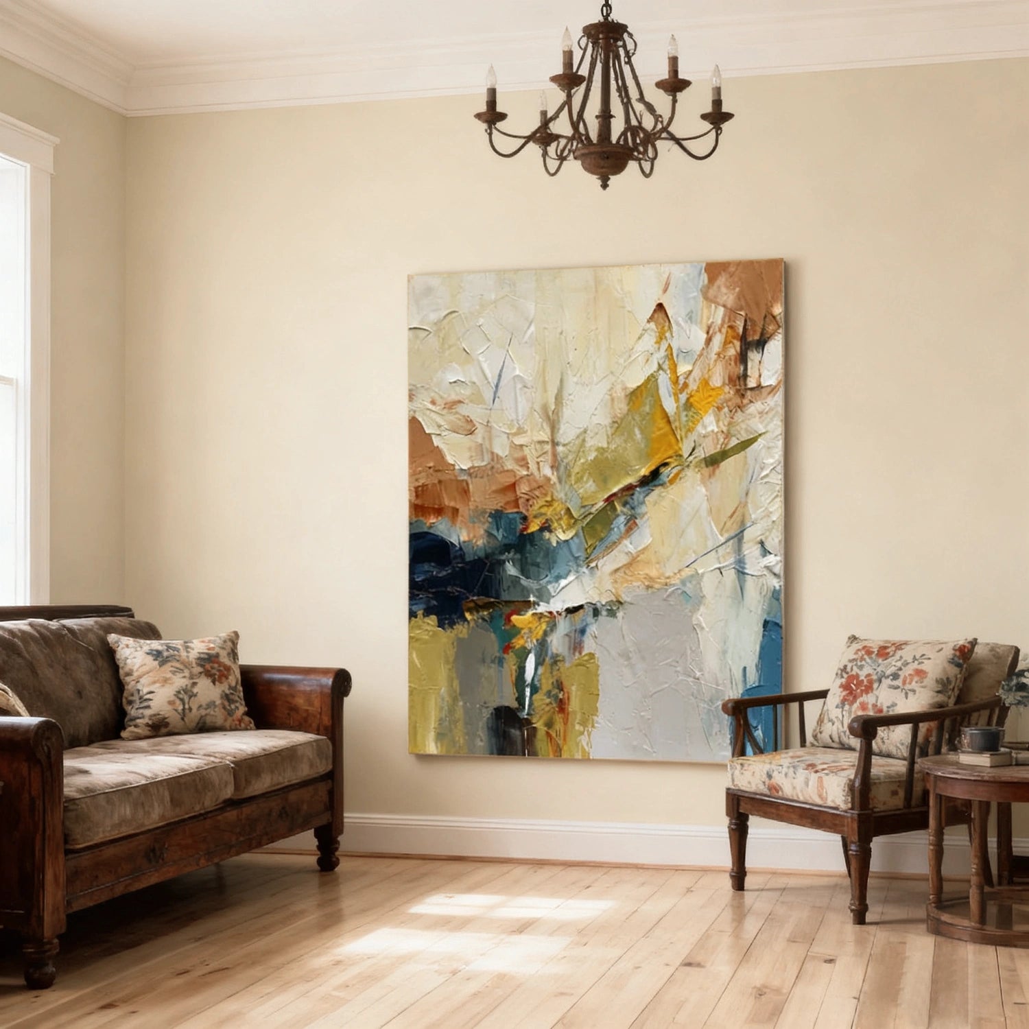 Colorful Abstract Textured Painting Canvas #AT093