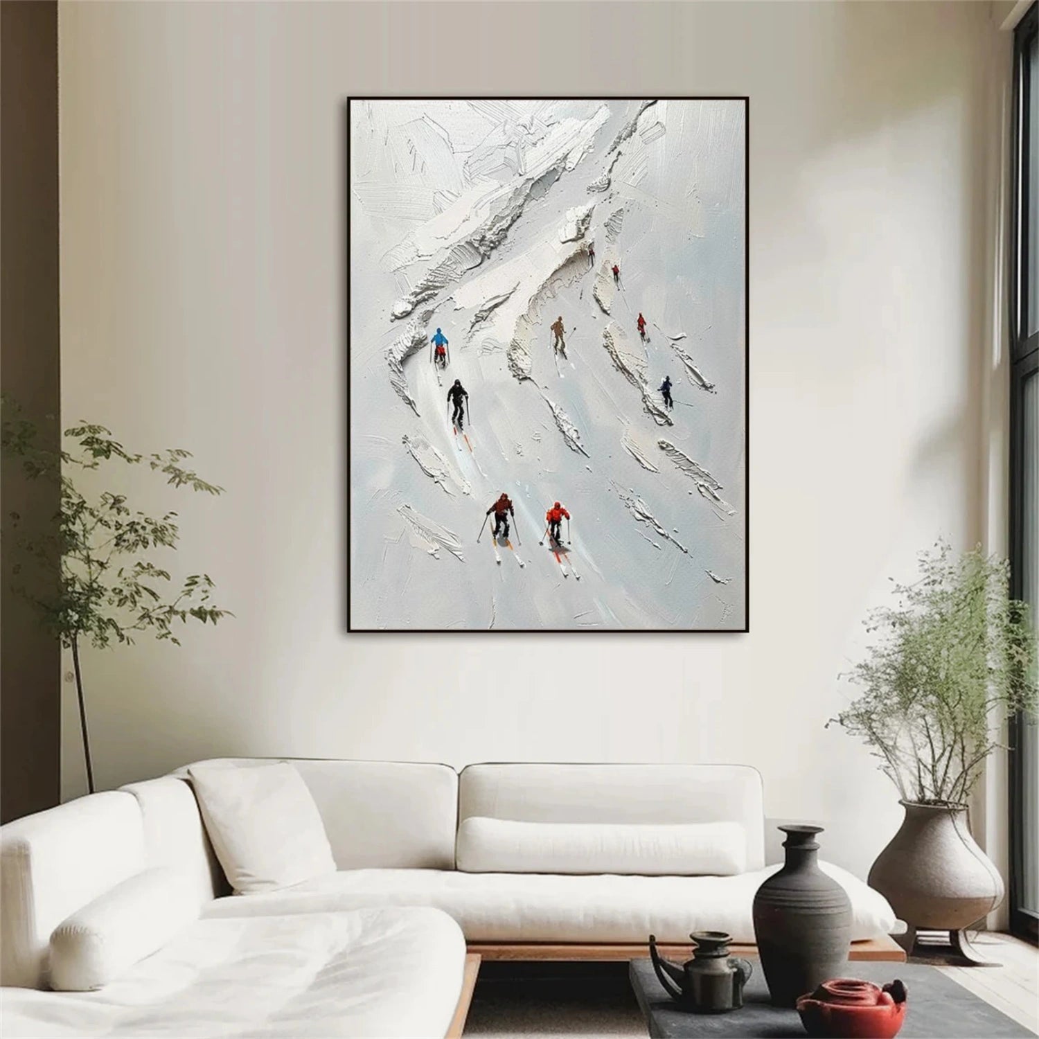 Skiing Sport Textured Wall Art #MS065