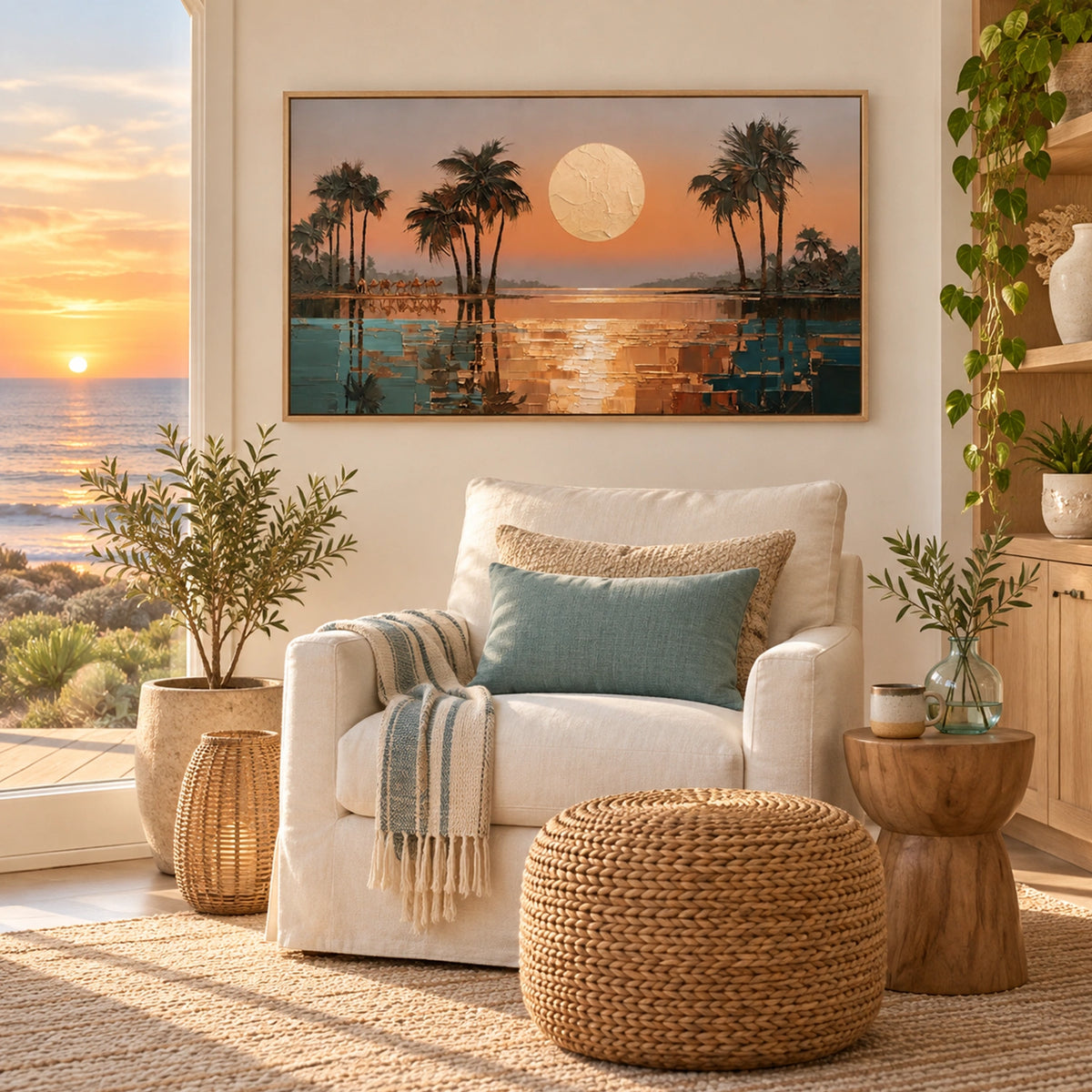 Ocean And Sky Abstract Textured Wall Art #OS222