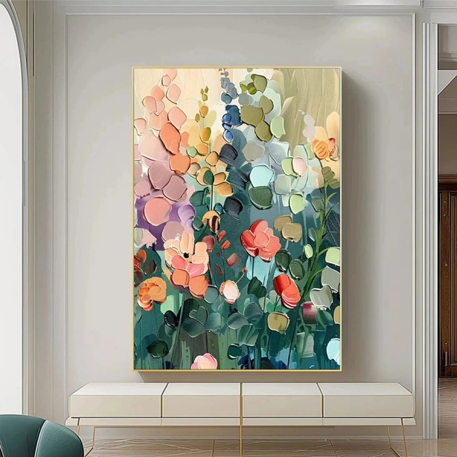 Flower And Tree Textured Painting Canvas #FT011