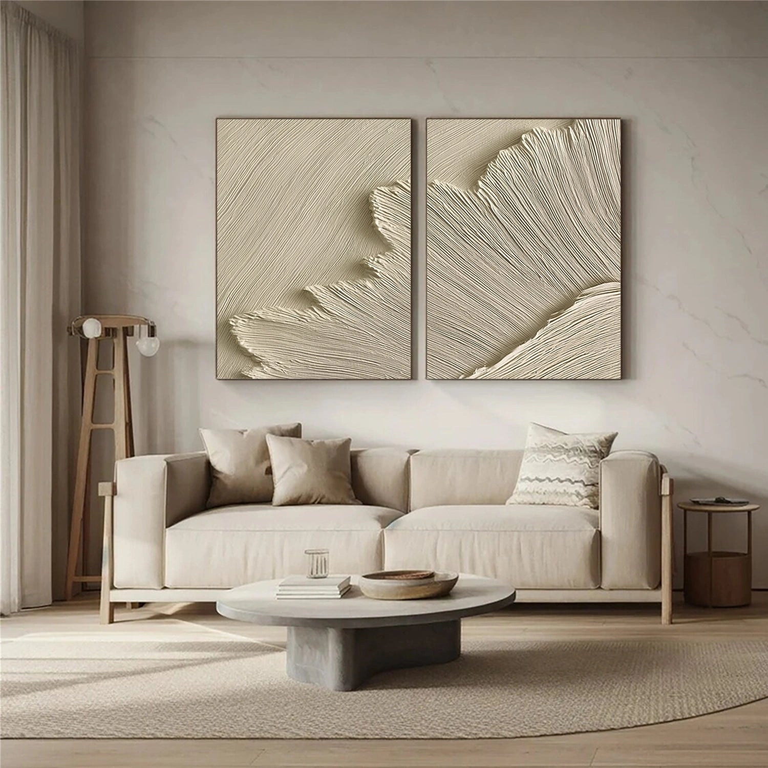 Beige Ocean Minimalist Textured Wall Art #OP053