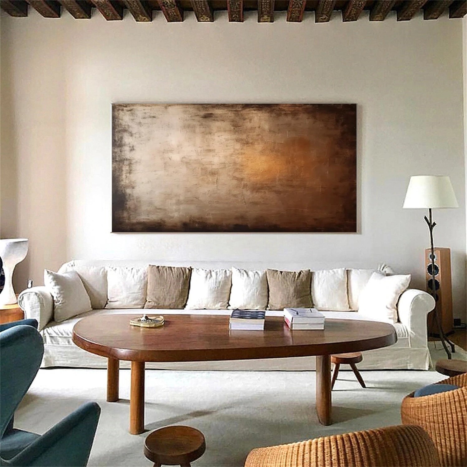 Beige and Brown Abstract Canvas Wall art #AP217