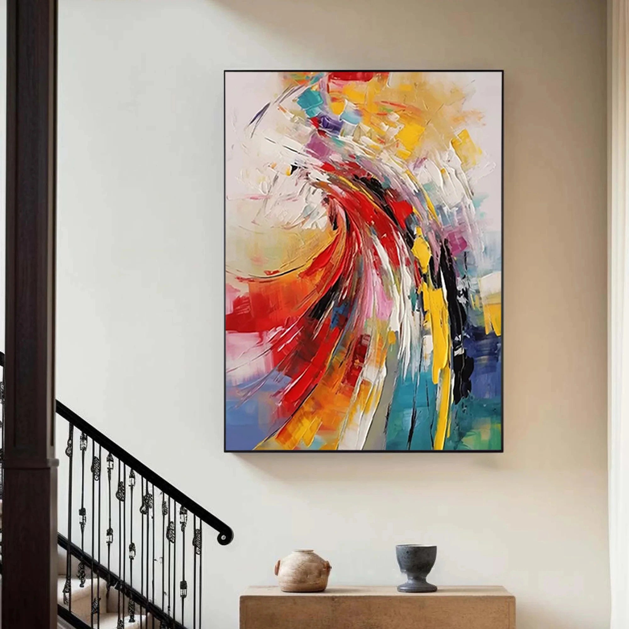 Colorful Abstract Textured Painting Canvas #AT039