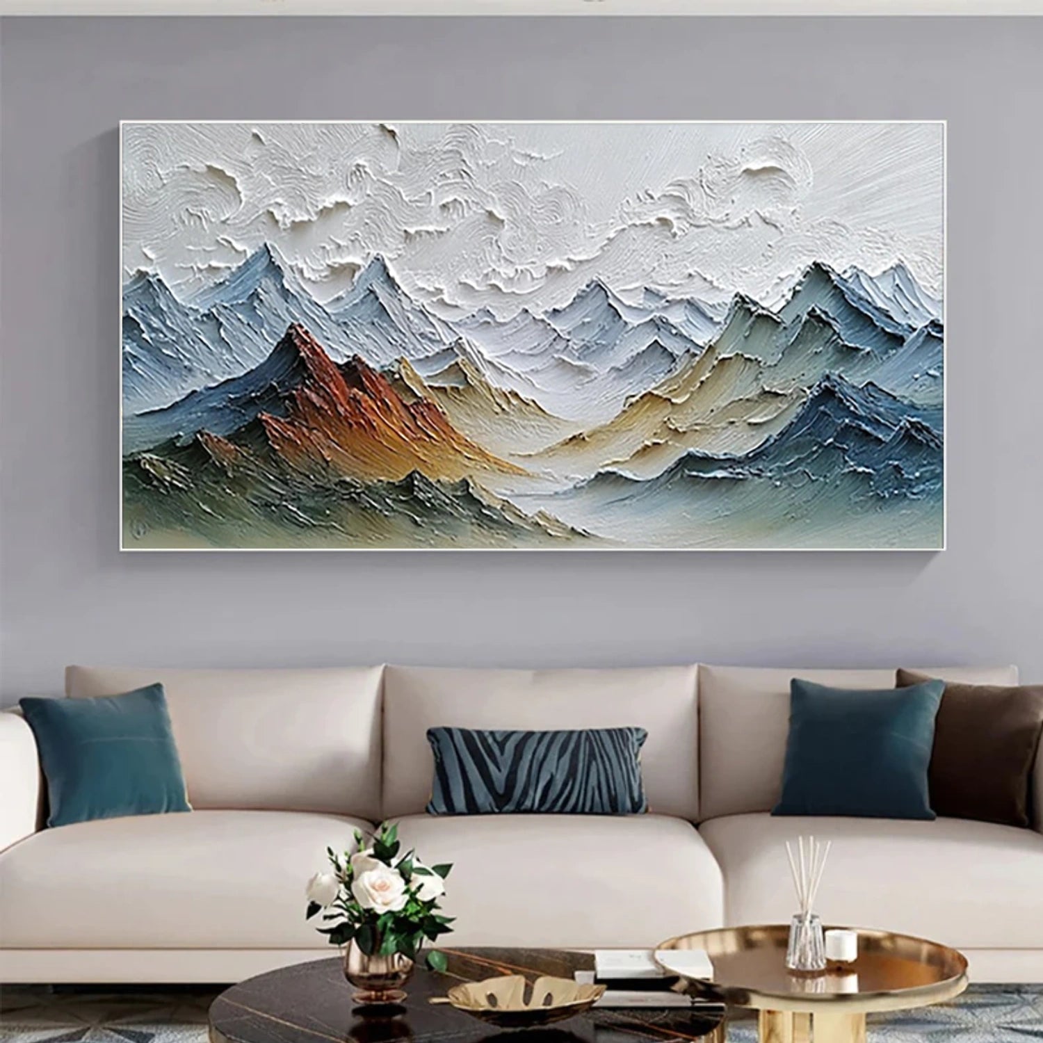 Abstract Mountain Textured Canvas Art #MO039