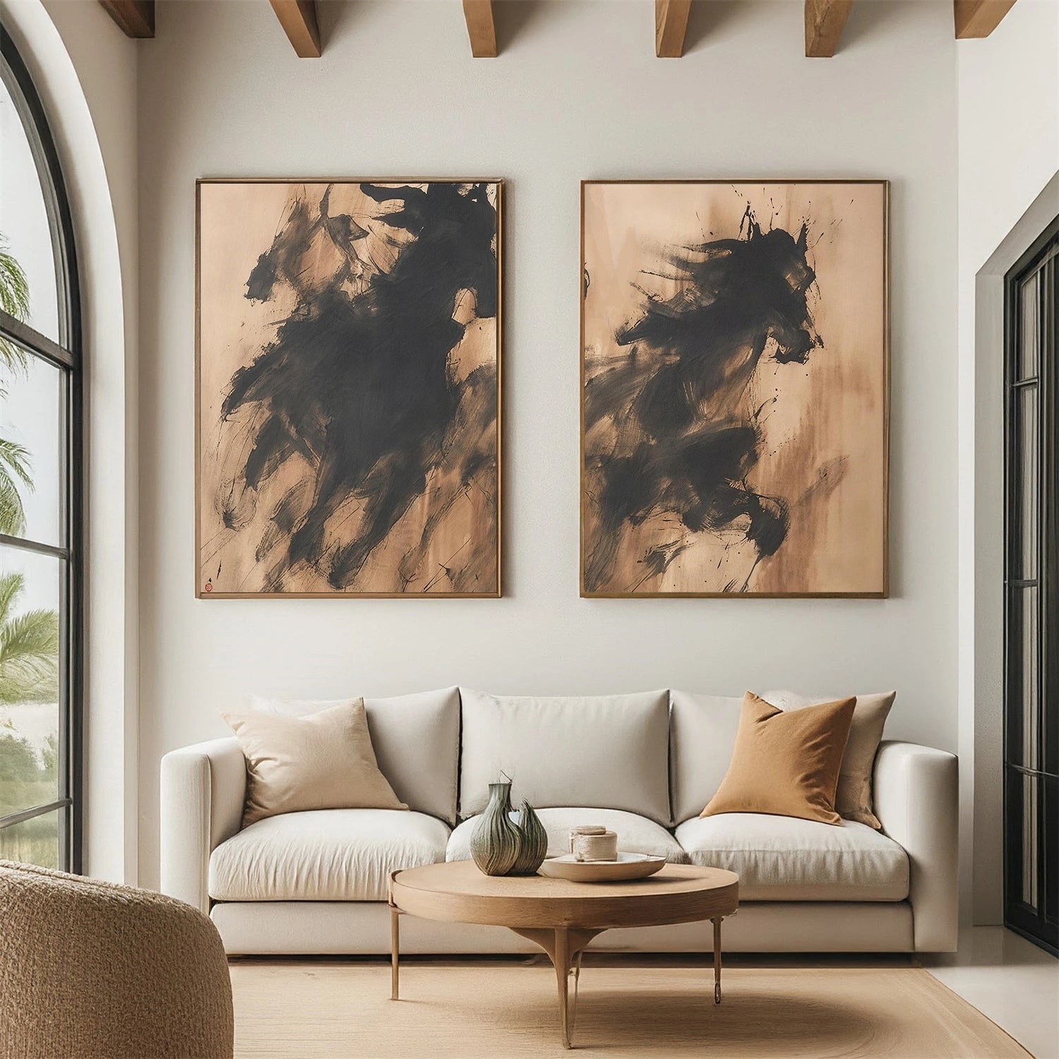 Abstract Animal Horse Wall Art Set of 2 #AC085