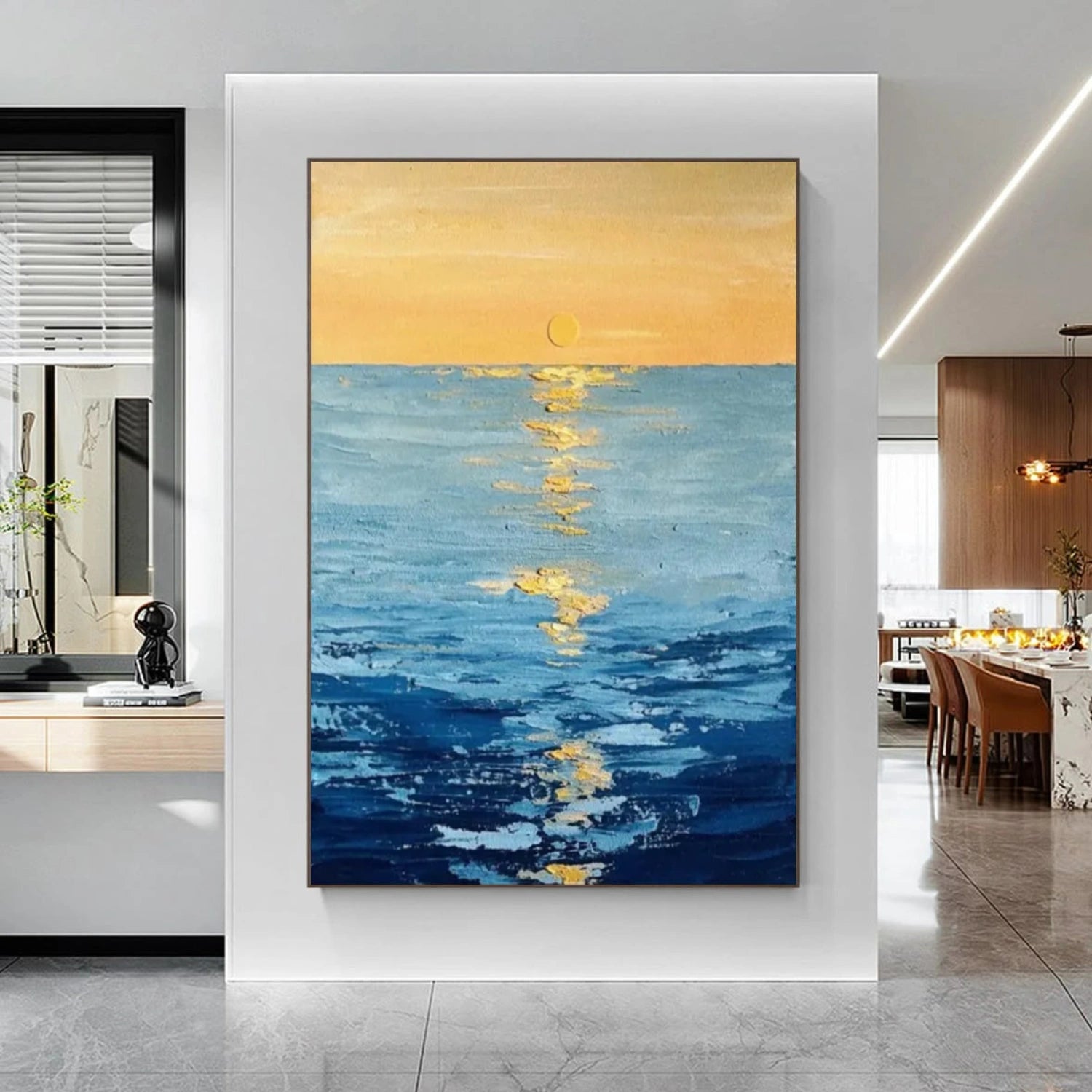 Ocean And Sky Abstract Textured Wall Art #OS078