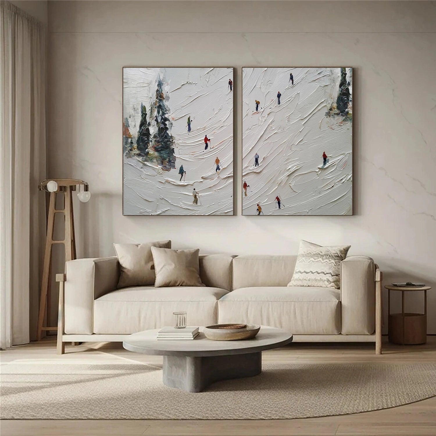 Skiing Sport Textured Wall Art Set of 2 #MS089
