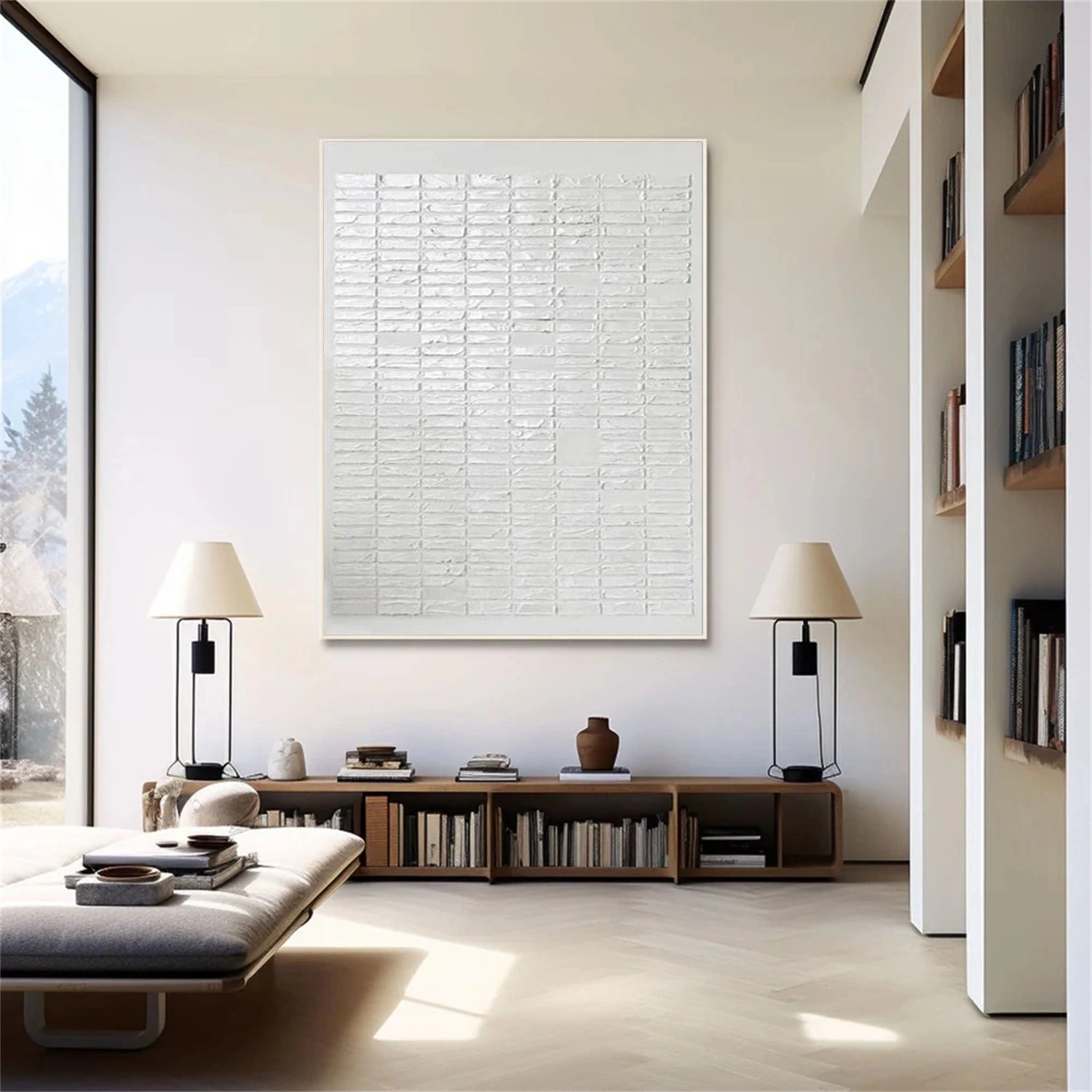 White Minimalist Textured Canvas Art #MT129