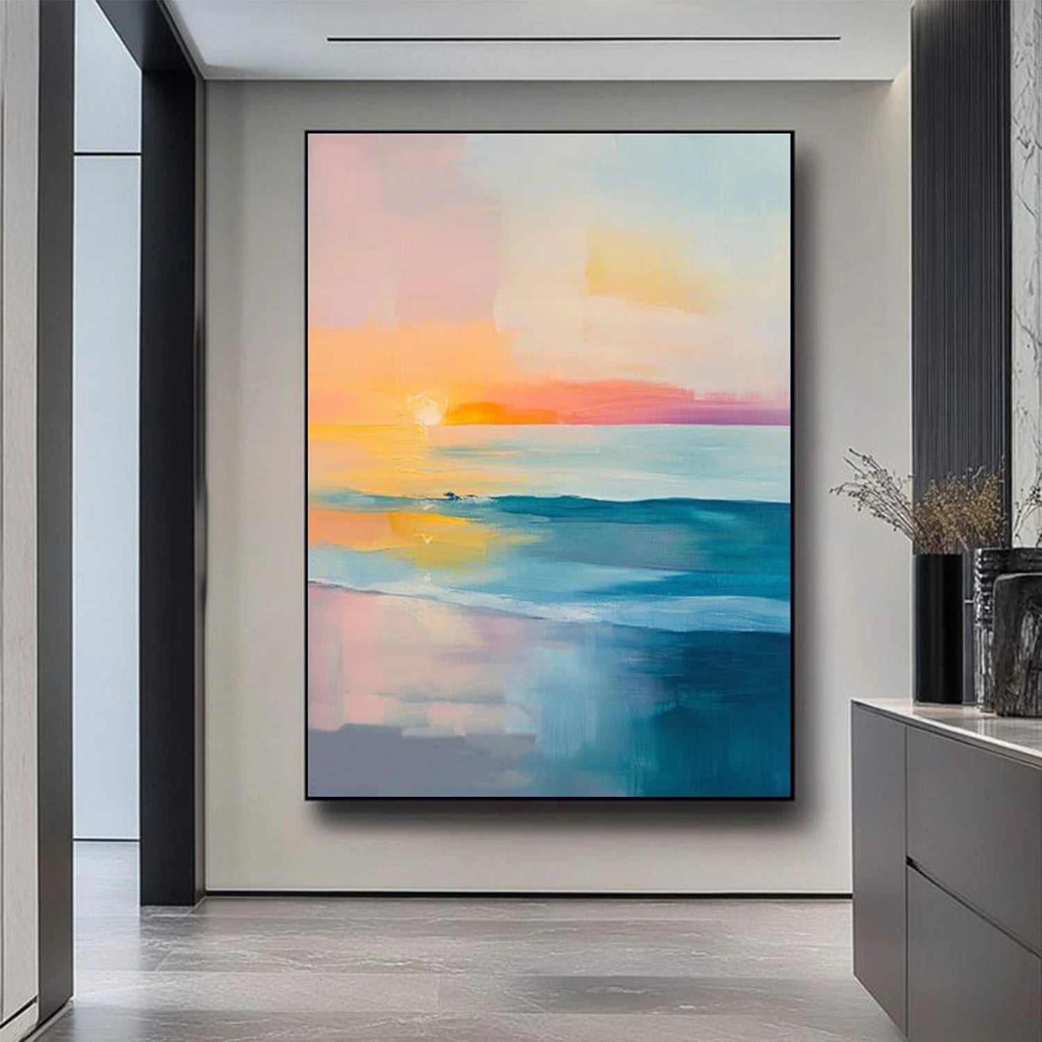 Colorful Ocean And Sky Abstract Wall Art #OS126