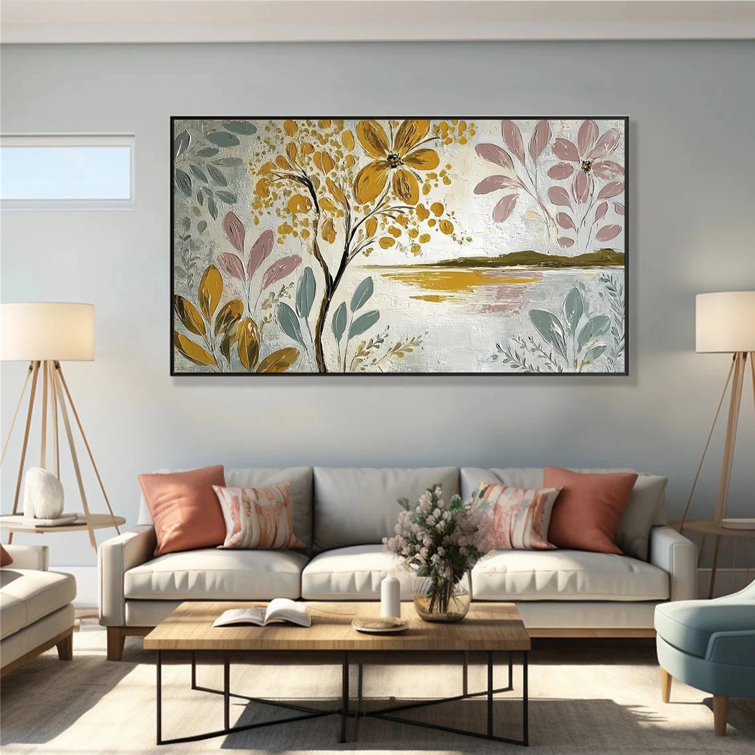 Flower And Tree Abstract Textured Painting Canvas #FT012