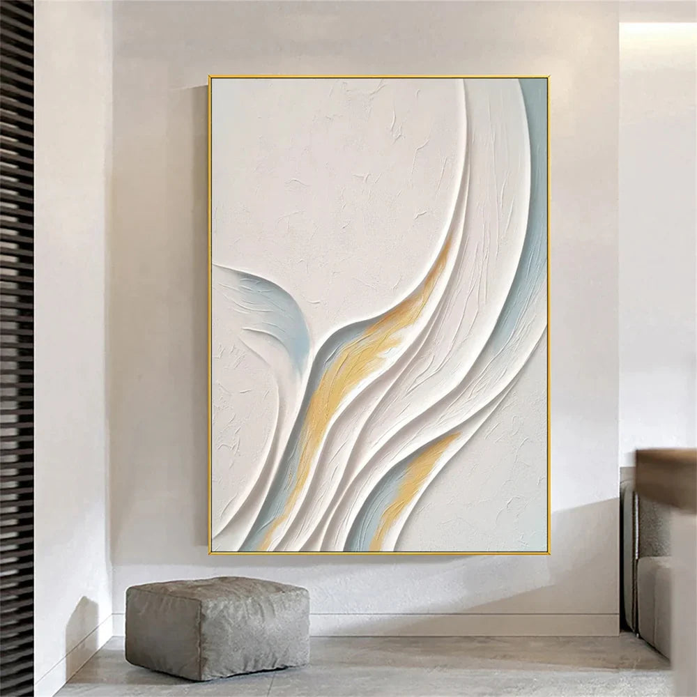 White Minimalist Textured Painting Canvas #MT091