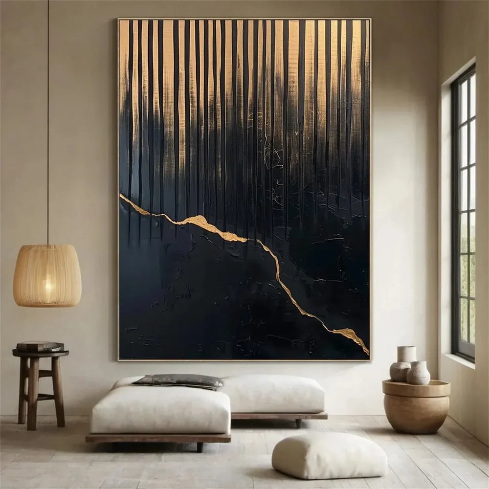 Black Minimalist Textured Canvas #MT096