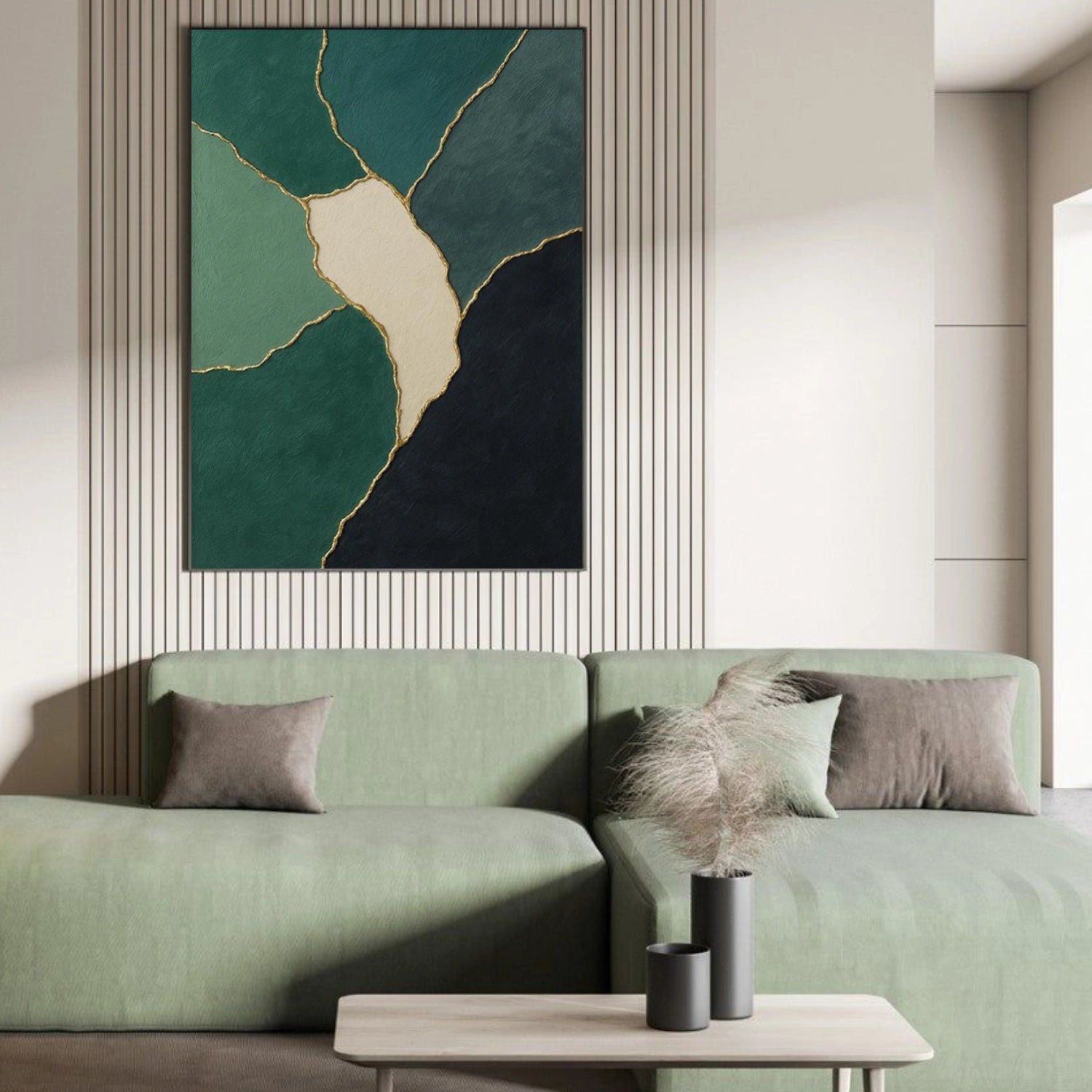 Green Minimalist Textured Canvas Art #MT175