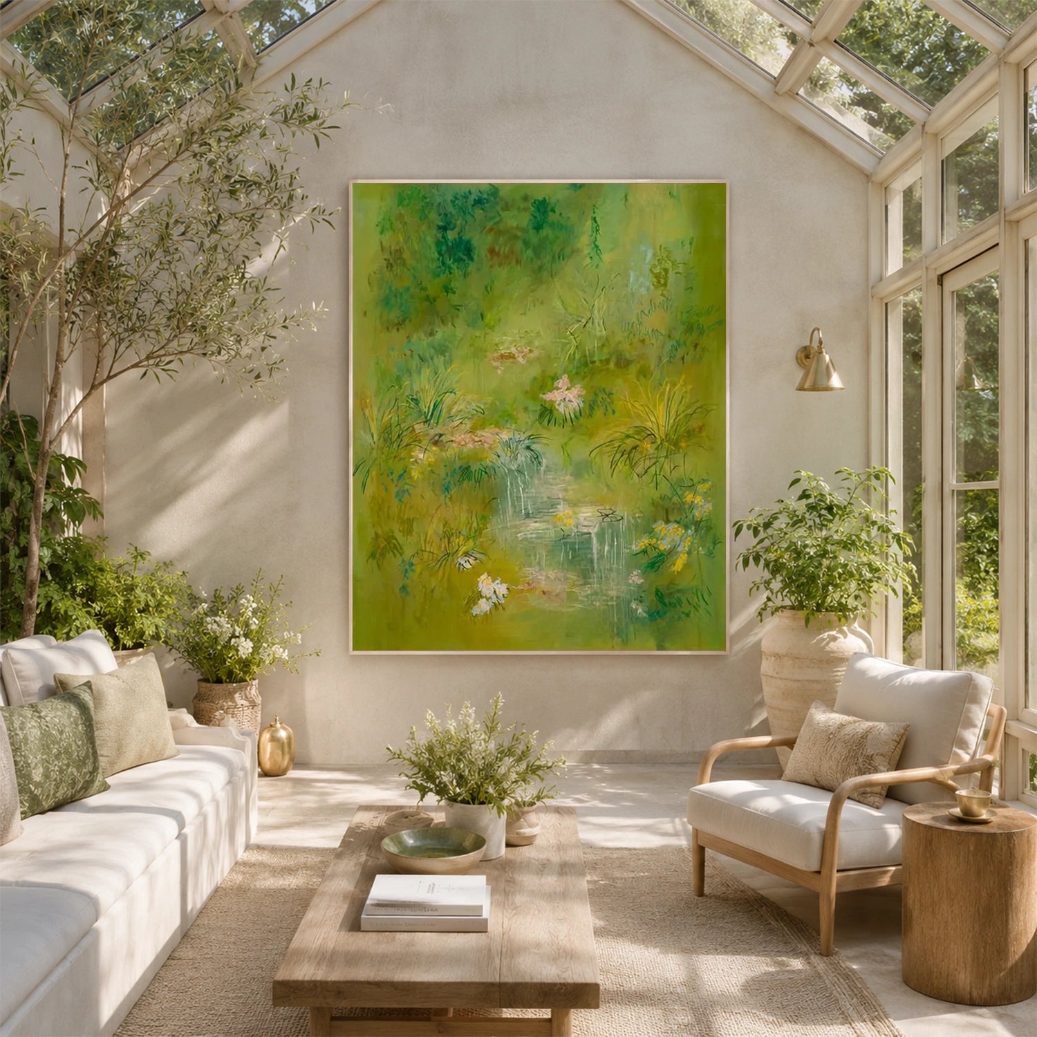 Green Flower Abstract Wall Art #FP207