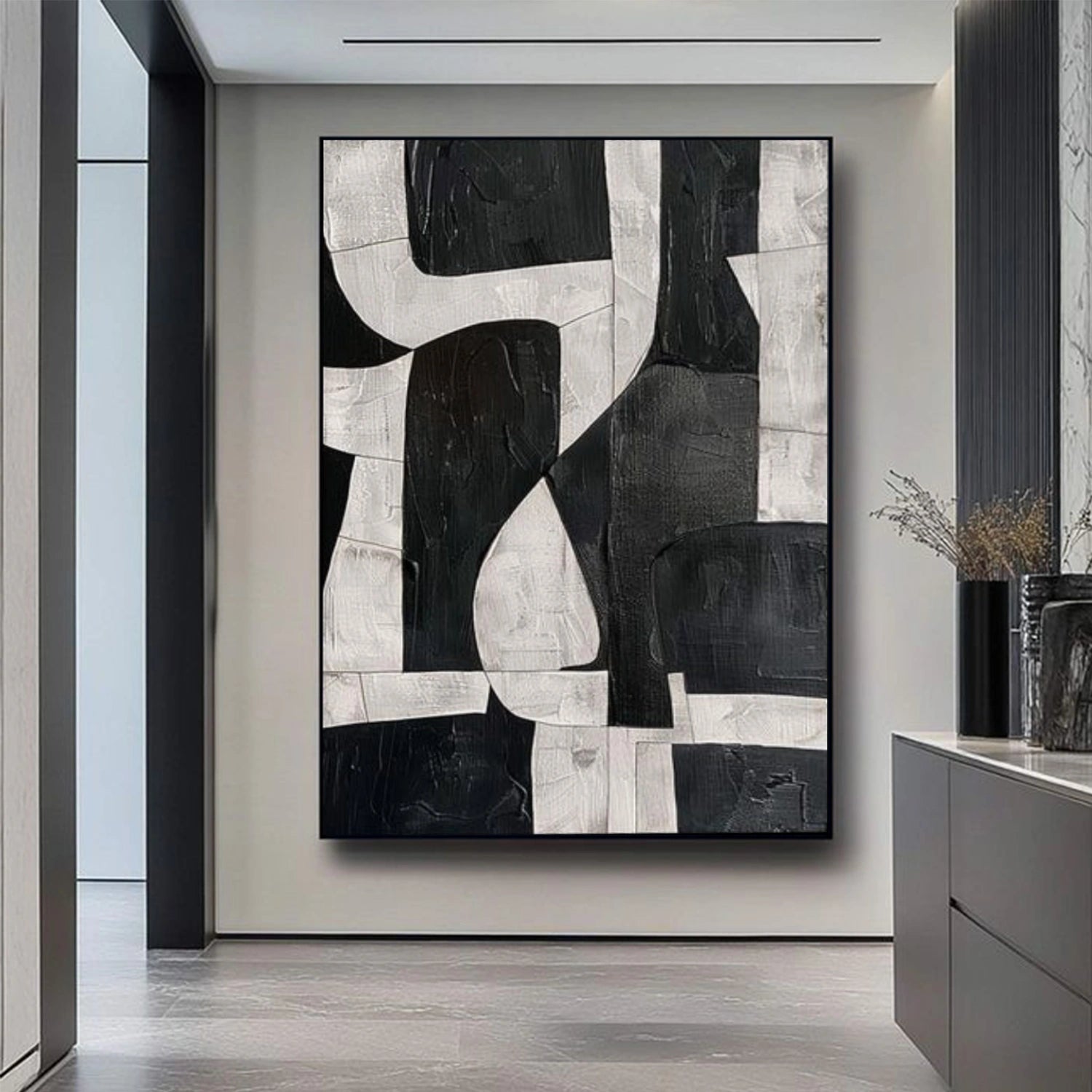 Black and White Wabi Sabi Textured Canvas Art #WS119