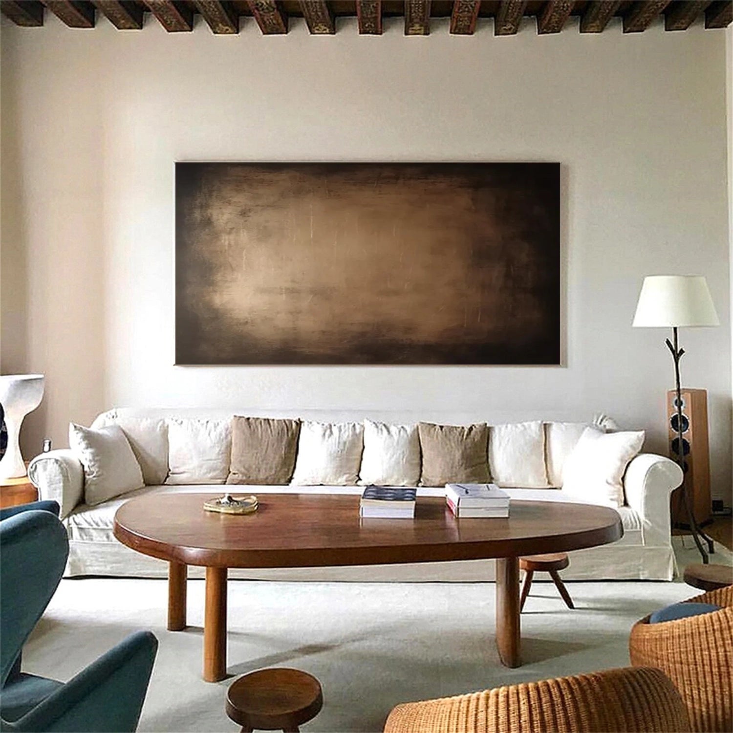 Beige and Black Abstract Canvas Wall art #AP216