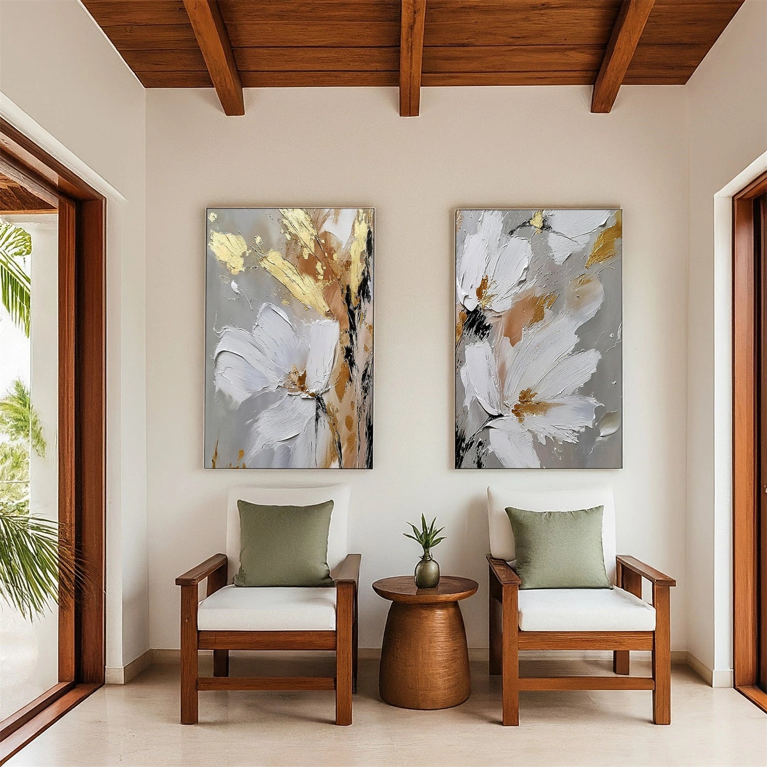 Flower Abstract Textured Wall Art Set of 2 #FP171
