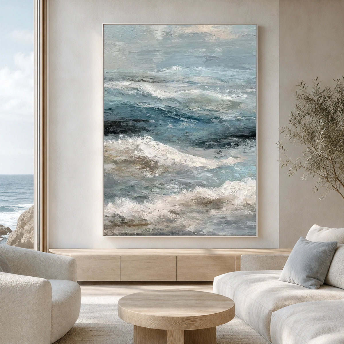 Ocean And Sky Abstract Textured Wall Art #OS219