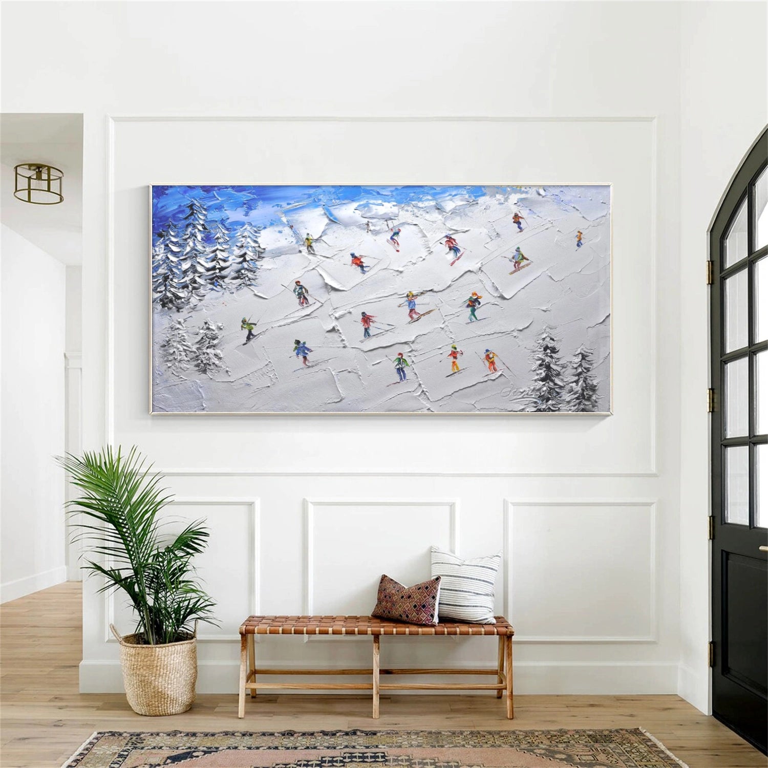 Skiing Sport Textured Wall Art #MS058