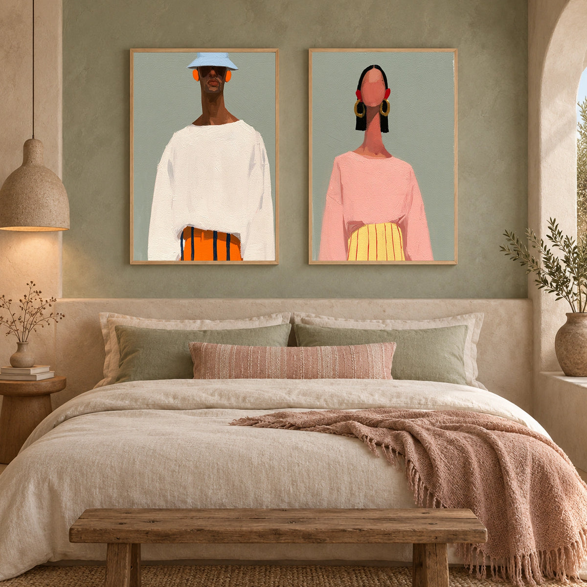 Abstract Portrait Canvas Art Set of 2 #AE185