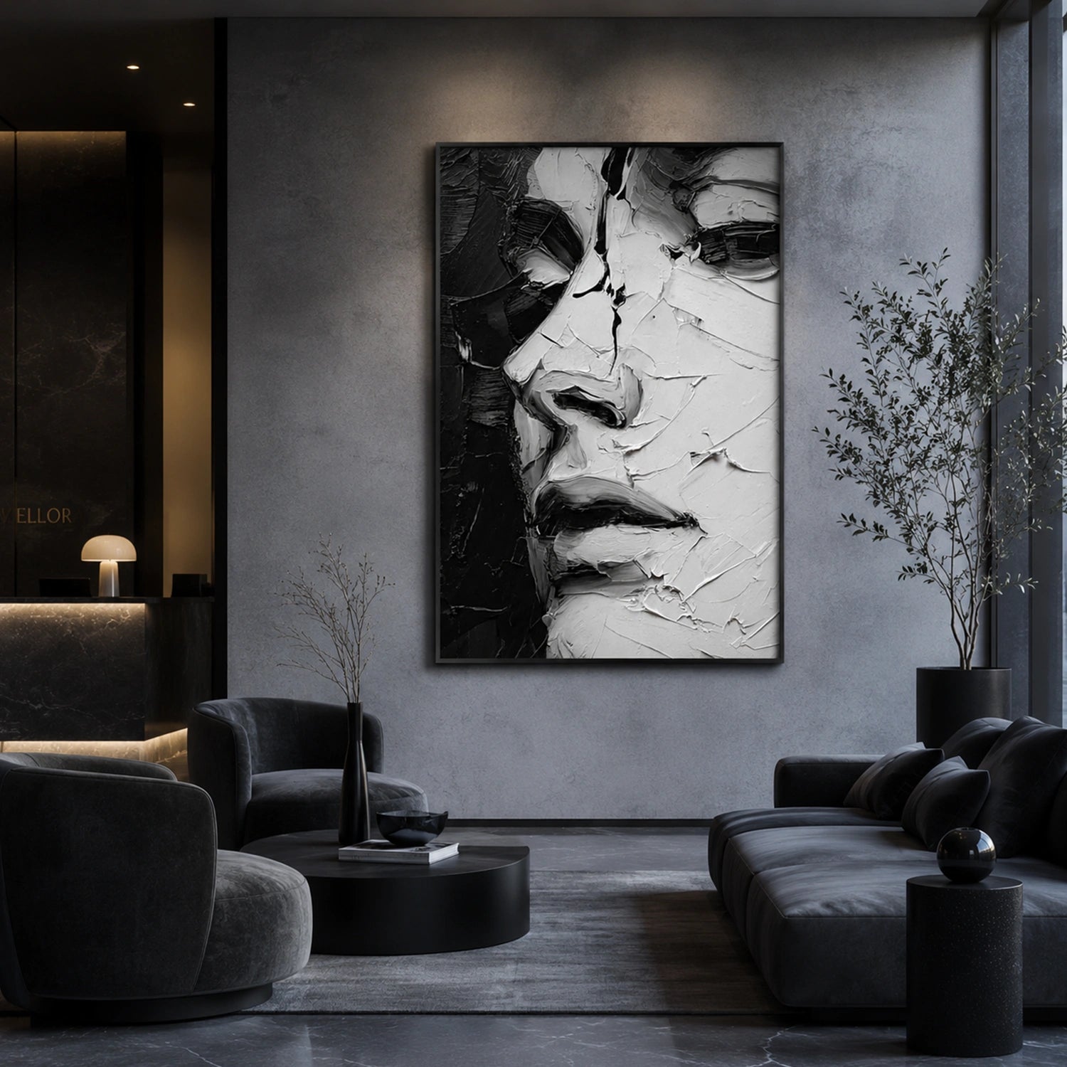 Abstract Portrait Textured Canvas Art #AE157