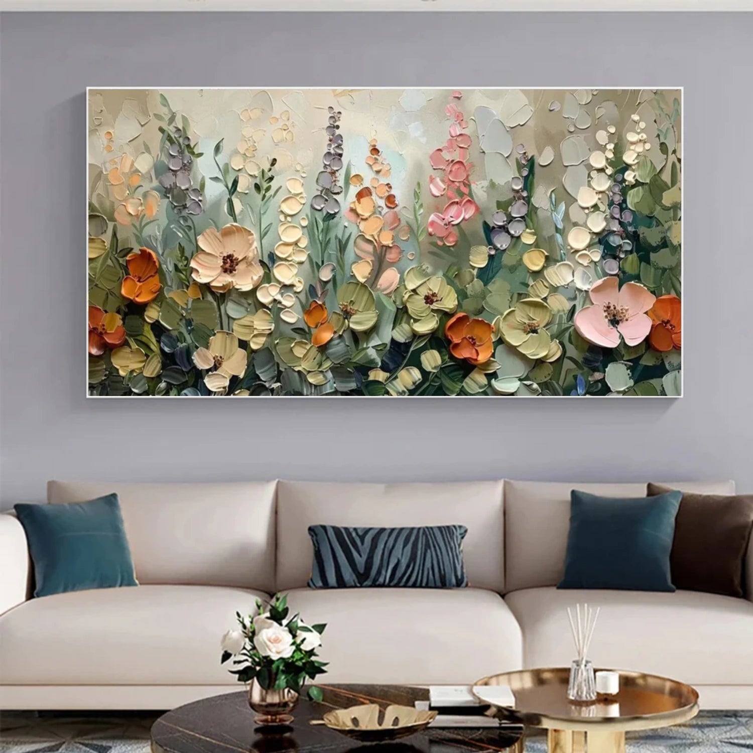 Colorful Flower Abstract Textured Wall Art #FP137