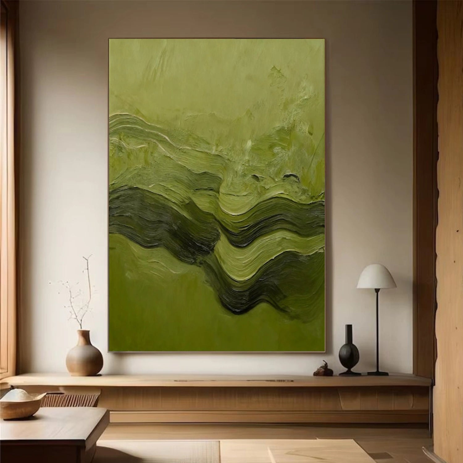Green Abstract Textured Wall Art #AT127