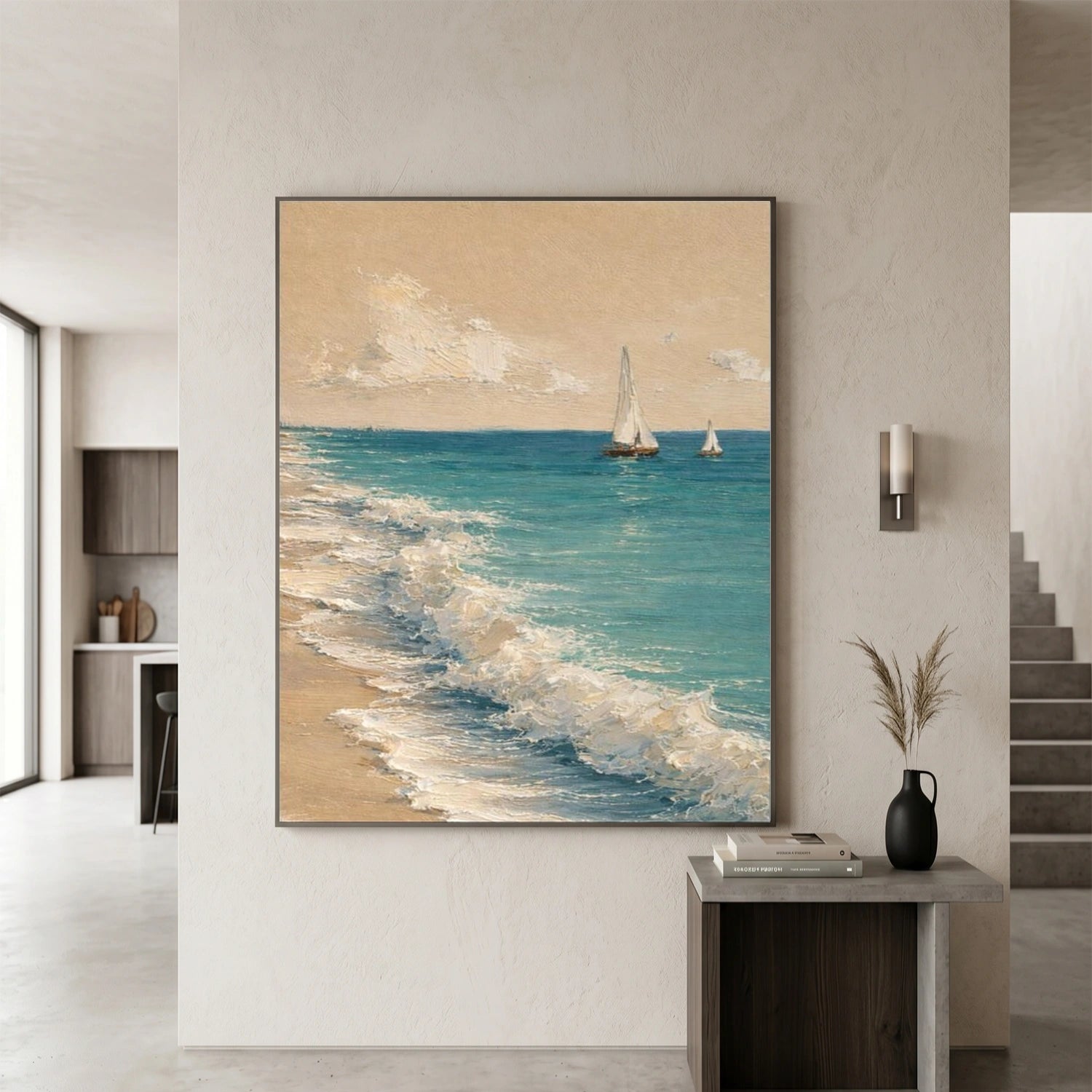 Ocean And Sky Abstract Textured Wall Art #OS161