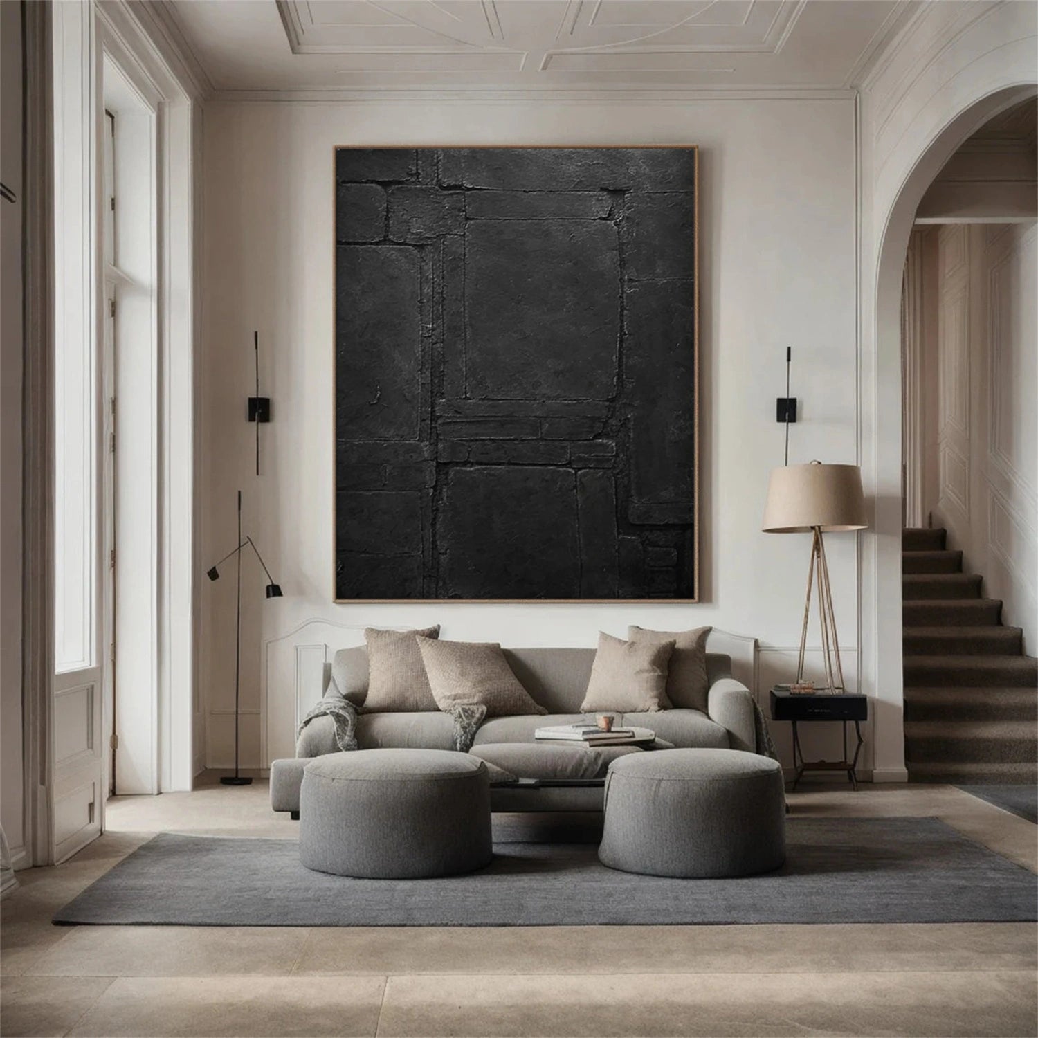 Black Minimalist Canvas Art #MT142