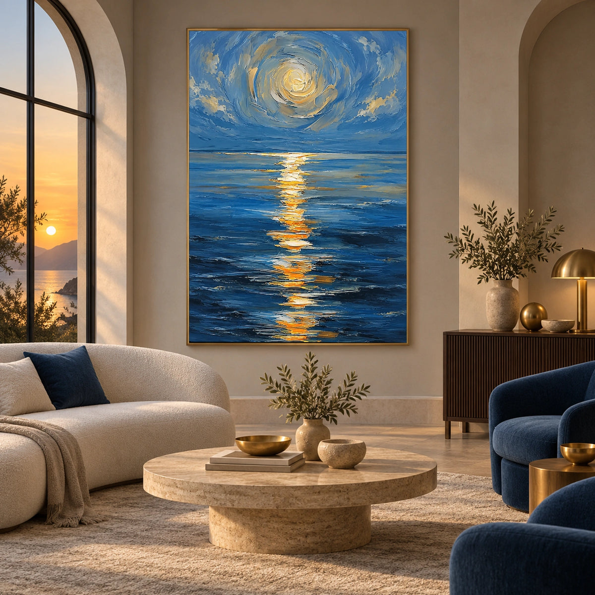 Ocean And Sky Abstract Textured Wall Art #OS218
