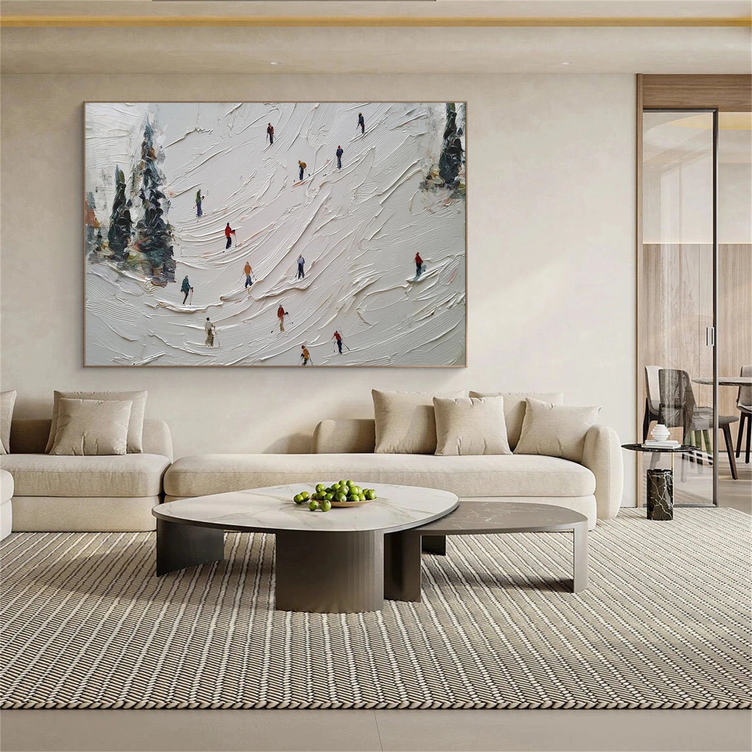 Skiing Sport Textured Wall Art #MS078
