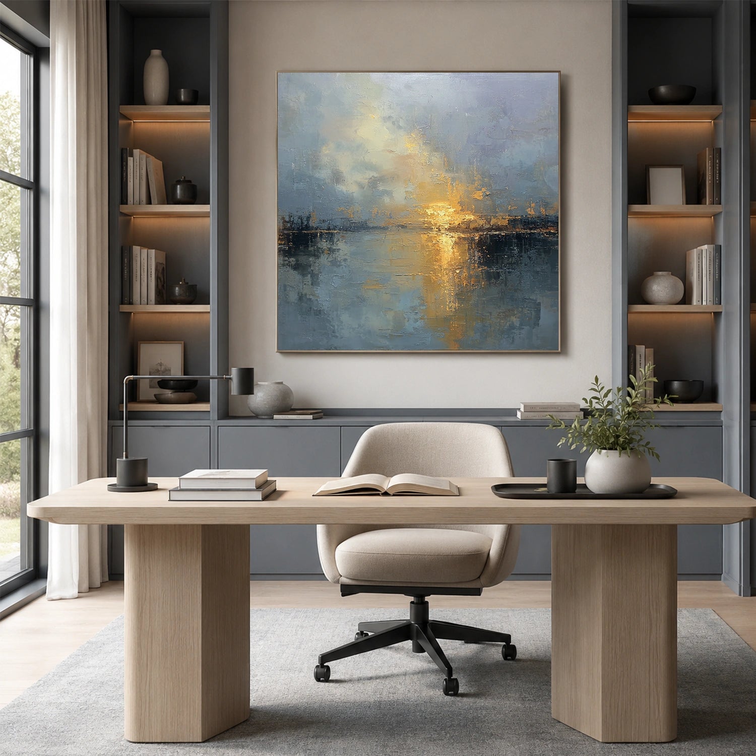 Ocean And Sky Abstract Textured Wall Art #OS177
