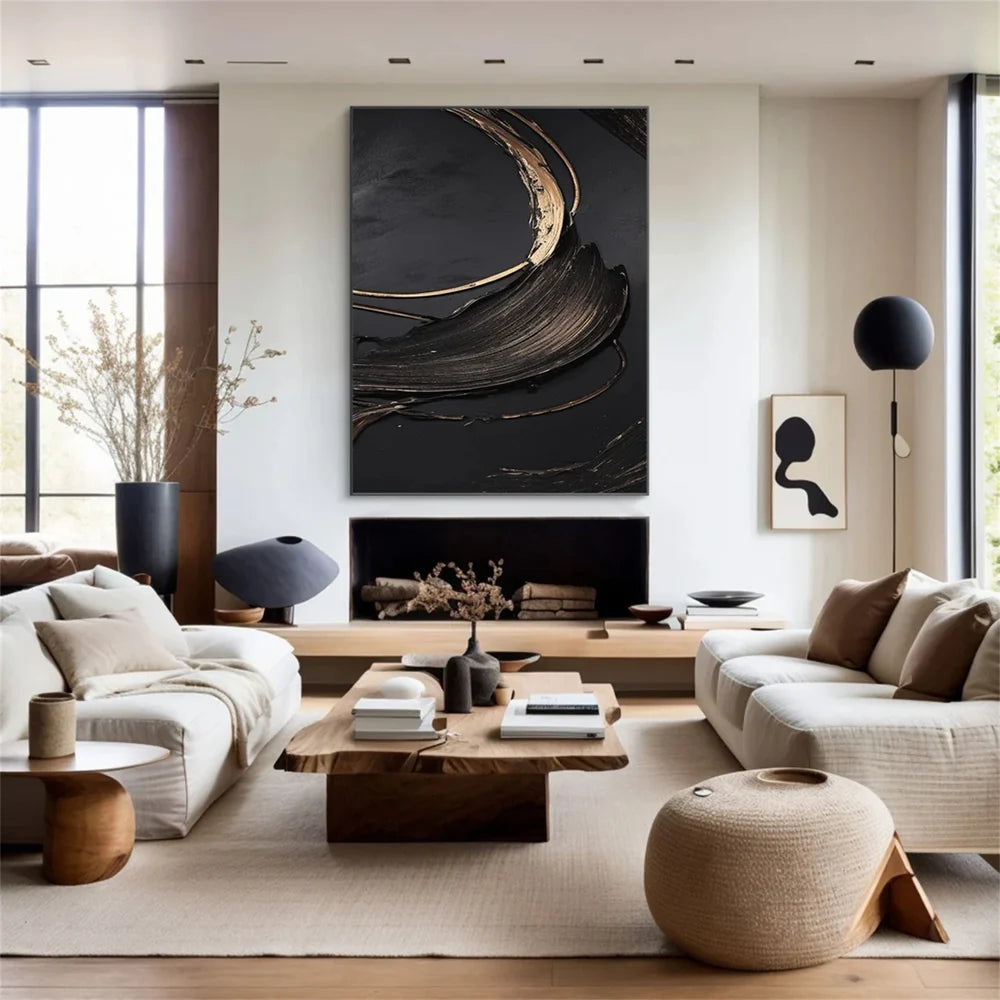 Black Minimalist Textured Canvas #MT086