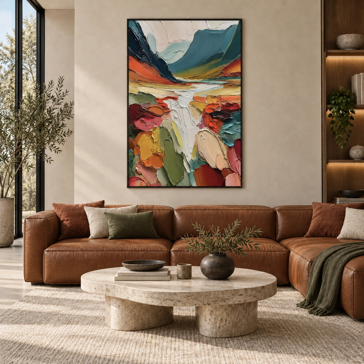 Colorful Abstract Mountain Textured Canvas Art #MO075