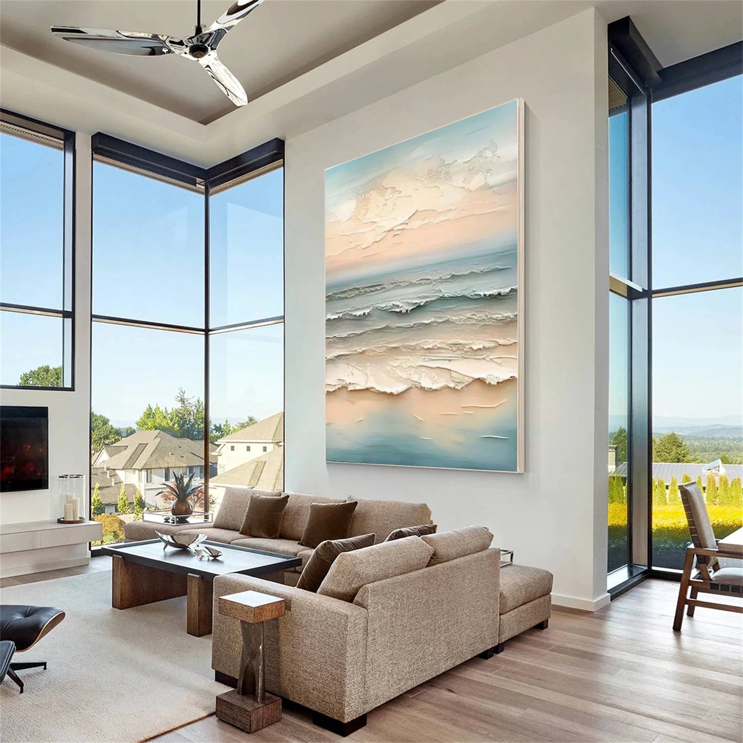 Ocean And Sky Abstract Textured Wall Art #OS057