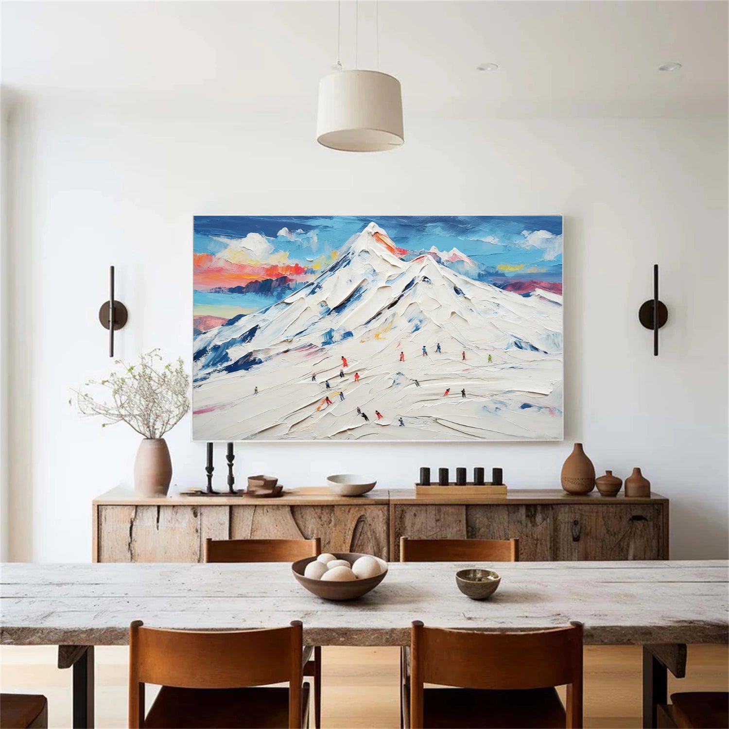 Skiing Sport Textured Wall Art #MS075