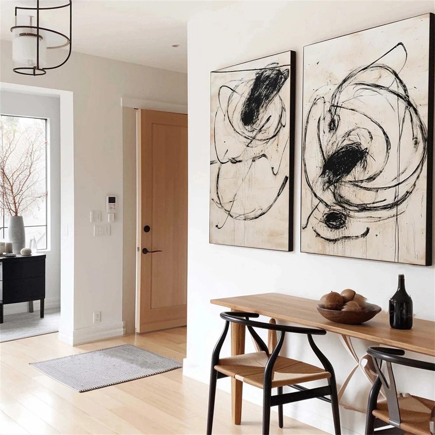 Black and Beige Wabi Sabi Canvas Art Set of 2 #WS052