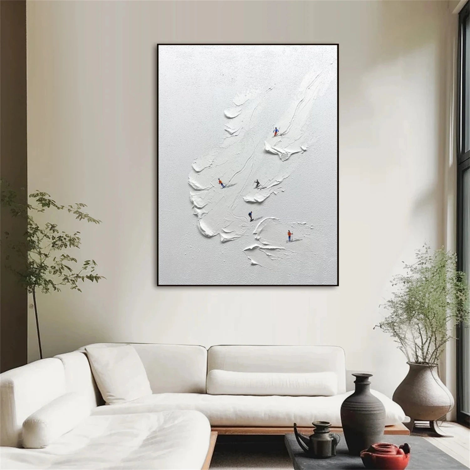 Skiing Sport Textured Wall Art #MS066