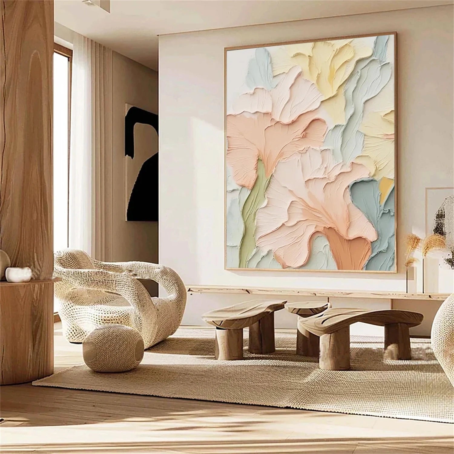 Colorful Flower Textured Painting Canvas #FP041