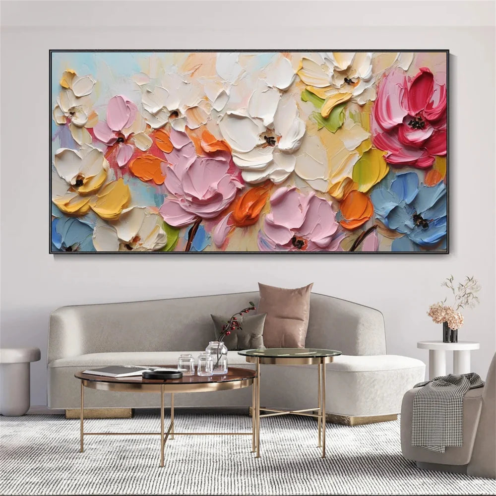 Colorful Flower Textured Painting Canvas #FP046