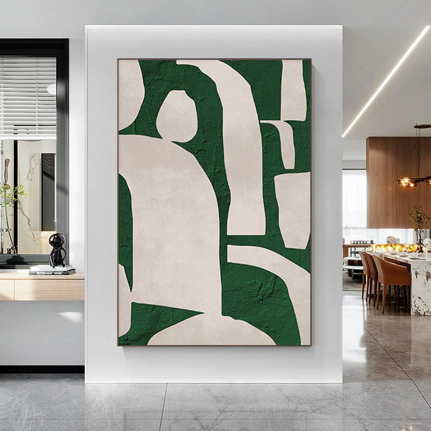 Beige and Green Minimalist Canvas Art #MT170