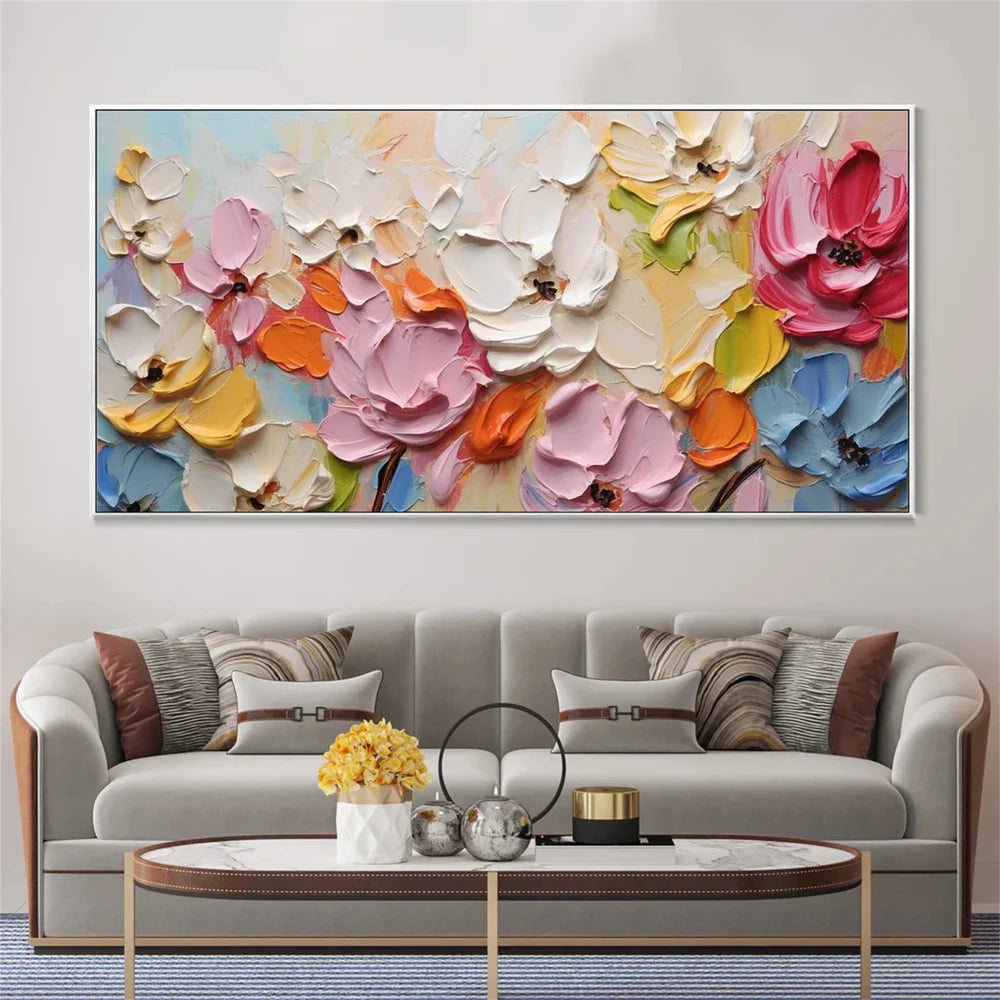 Colorful Flower Textured Painting Canvas #FP046