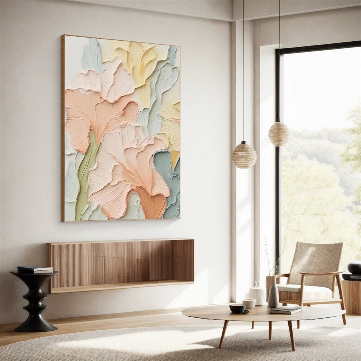 Colorful Flower Textured Painting Canvas #FP041